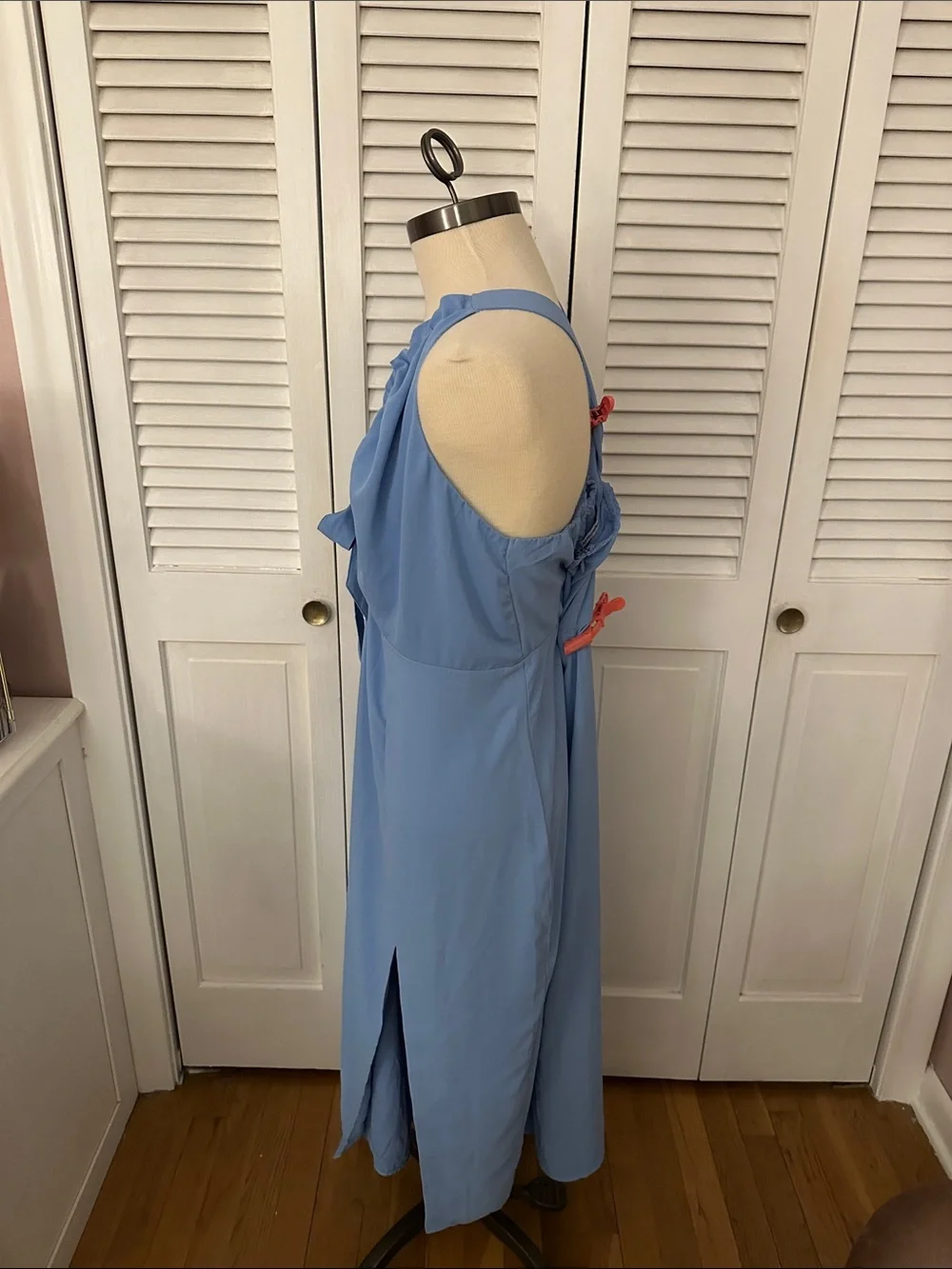 Abercrombie & Fitch Sky Blue Ruffle Tie-Front Maxi Dress